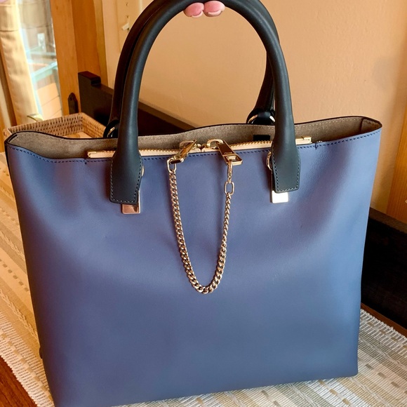 💖 PRISTINE‼️ Authentic Chloé Baylee Bicolor Tote Bag in Navy/Blue✨✨✨ - Picture 5 of 16
